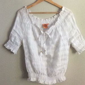 Tory Burch white cotton off the shoulder top